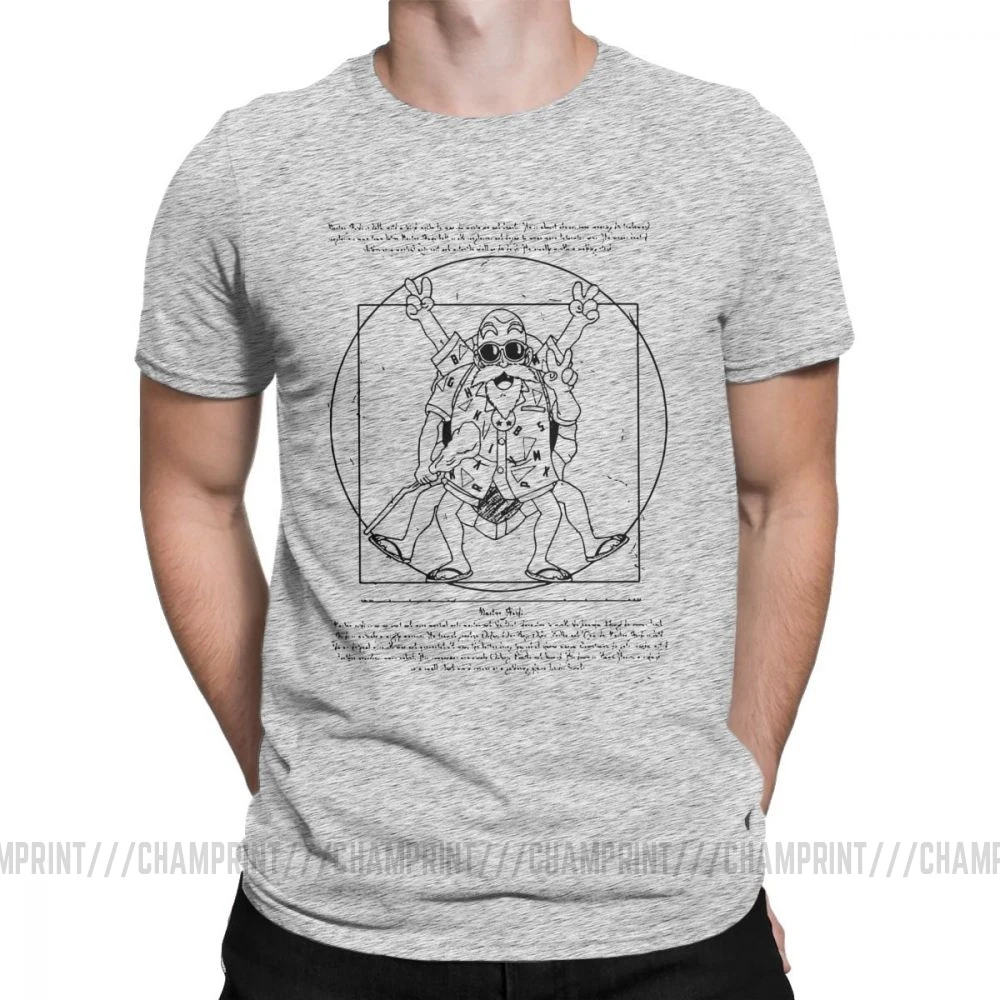 Мужская футболка Vitruvian Roshi Dragon Ball Z, забавная футболка из чистого хлопка с коротким рукавом, футболка Goku Super Saiyan Vegeta Dbz, футболка в стиле Харадзюку - Цвет: Серый