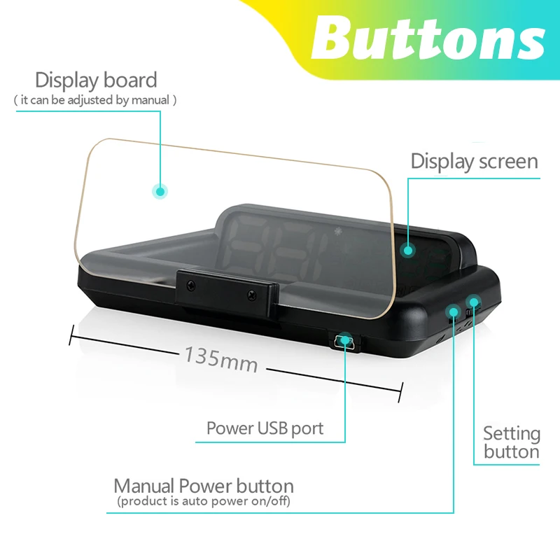 HUD Зеркало для автомобиля светодиодный дисплей лобовое стекло скоростной