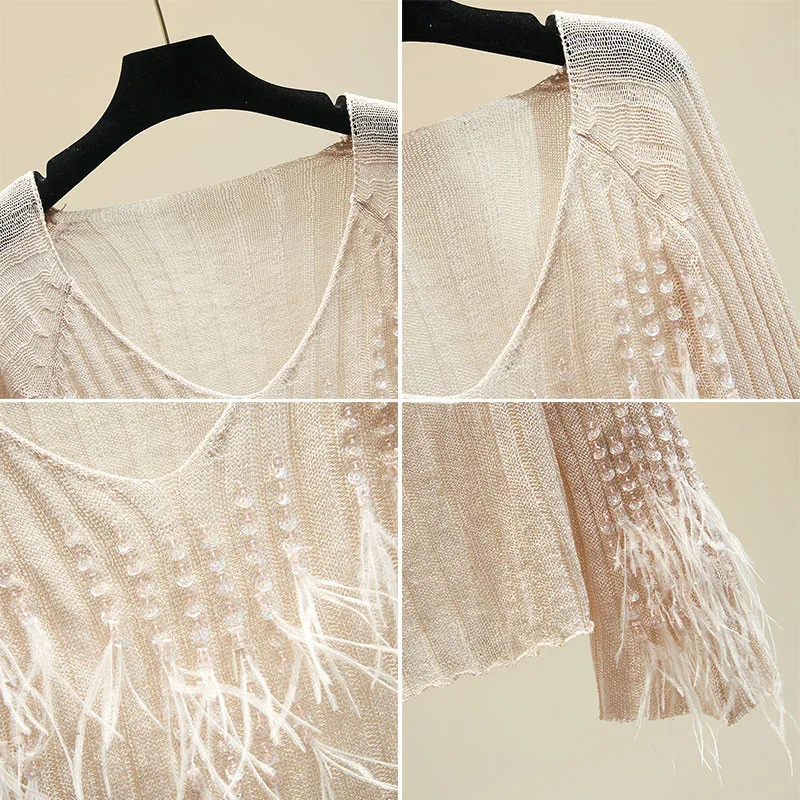 2021 Lazy Wind Knitted Sweater Womens Low-collar Feather Decorative Sweaters Female Loose Outside Pullovers Top Feminino | Женская