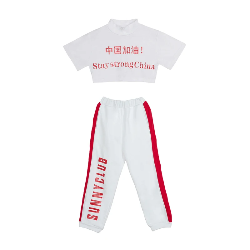 

Cheerleading Dancing Suit Kids Crop Top Hip Hop Dance Costume Stage Wear Jazz Dance Clothes Ropa Street Dance Wear VDB2050