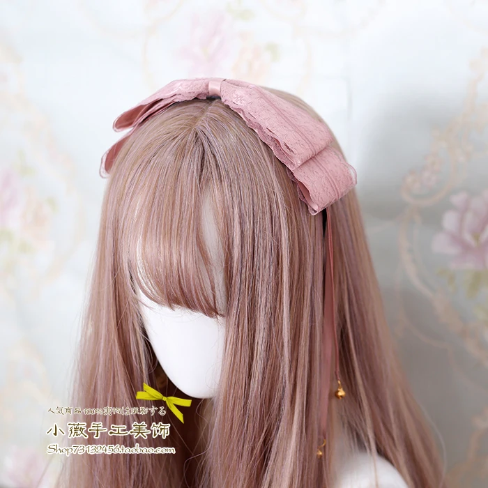 

Японская ручная работа негабаритная повязка на голову Лолита лук аксессуары для волос головной убор Lori lolita Meng Niang KC колокольчик