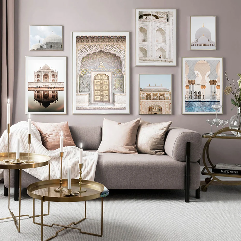 

Morocco Door Mosque Islamic Muslim Poster Modern Wall Art Print Pictures Canvas Painting Living Room Home Decoration No Frame