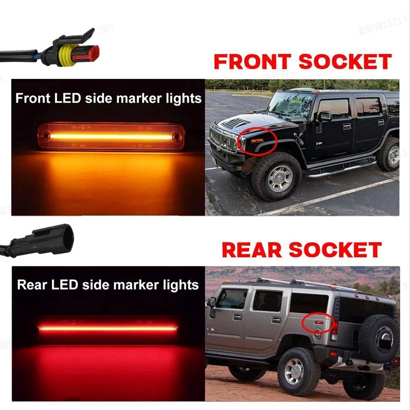 

for Hummer H2 2003-2009 Smoke Front Amber Dynamic LED Side Marker Lights Turn Signal Lamp