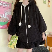 sweet bunny hoodie cute design fine texture cotton girl oversized bunny ear hoodie coat for casual daily wear