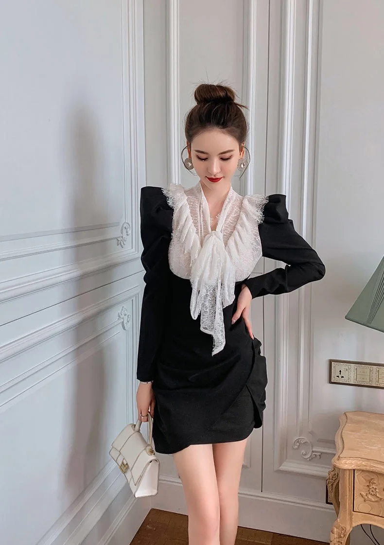 Дизайнерское Элегантное Черное мини-платье ZALady на шнуровке для женщин