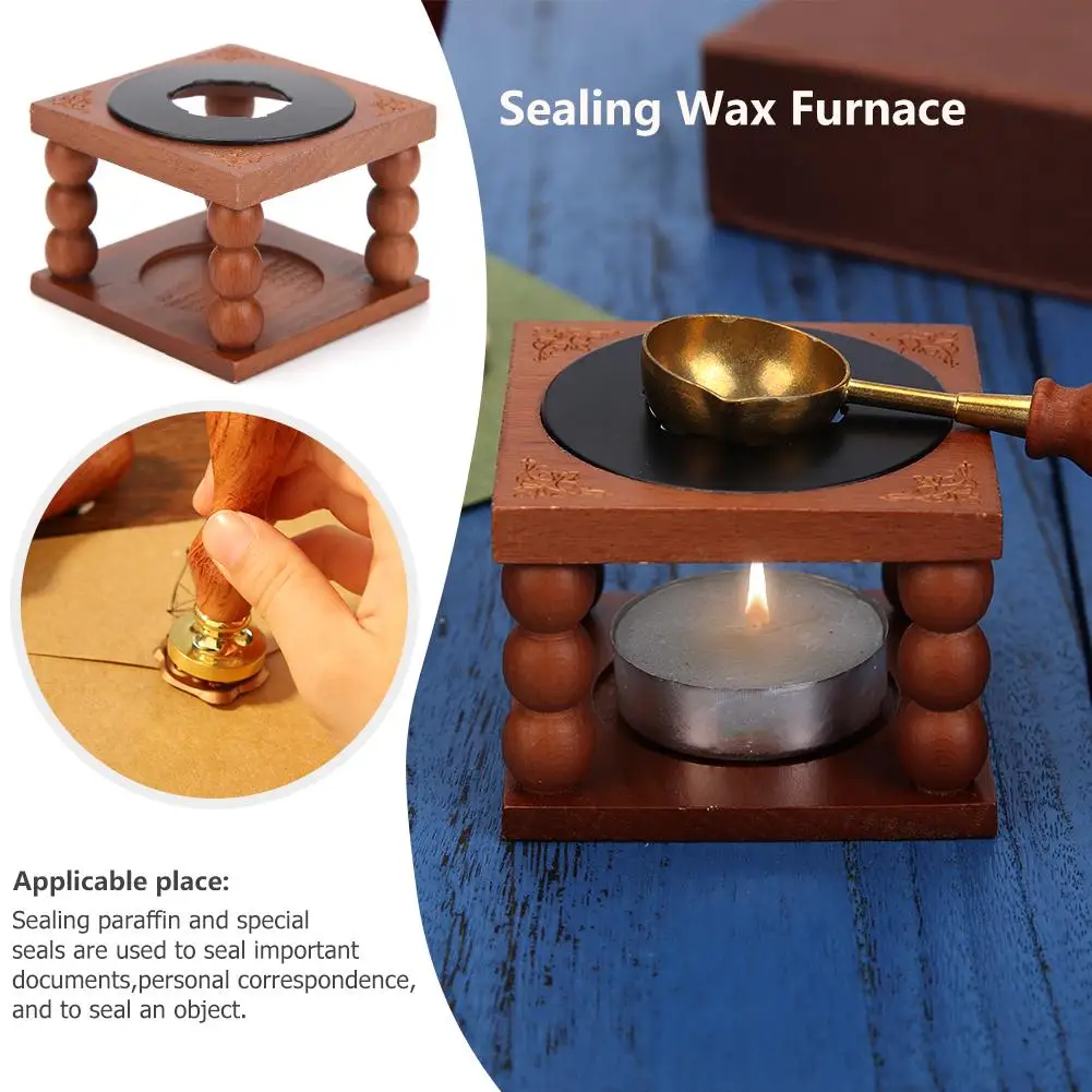 

Retro Sealing Wax Furnace Stove Pot Wood Handle Sealing Wax Spoon for Wax Sealing Decorative Wax Stamp Craft Gift Home Decor