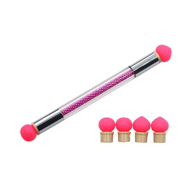 Блестящая пудра Раскрашивание градиентная ручка кисть + 4 губки дизайн ногтей