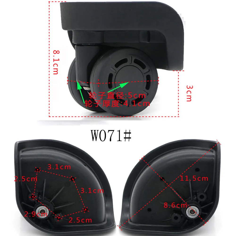w071 Left Right 2pcs 1 пара GUGULUZA Замена багажного колеса ремонт чемодан сумка Запчасти Спиннер колеса ролики для путешествий таможенная коробка - Цвет: w071 Left Right 2pcs