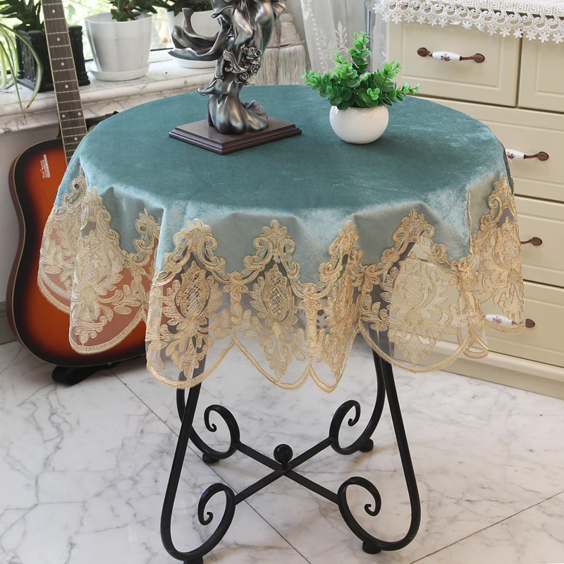 

New lace tablecloth Elegant round table cloth European style table cloths Decoration wedding table covers Linen tablecloth Sale