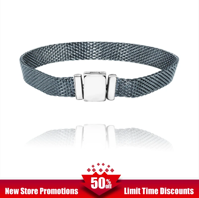 

DIY Lady Birthday Gift HOT Silver bracelet flat Sterling Silver Women Jewelry Sterling Silver 100% 925 Sterling Silver