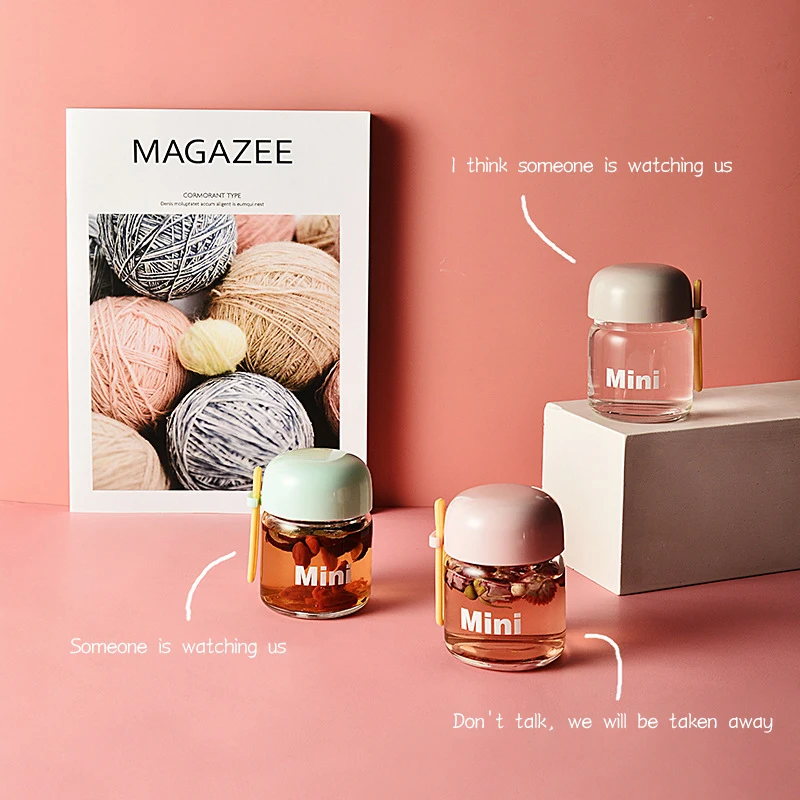 

Mini creative glass cup fresh and simple portable portable transparent small water cup net red cup cute student girl gift cup