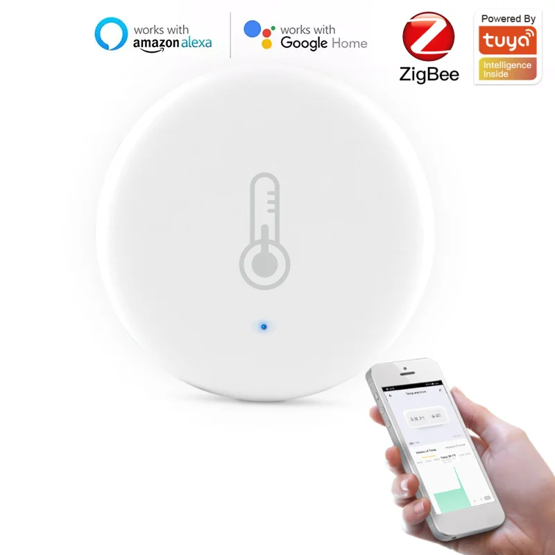 Датчик температуры и влажности Tuya/Smart Life App ZigBee со встроенным аккумулятором