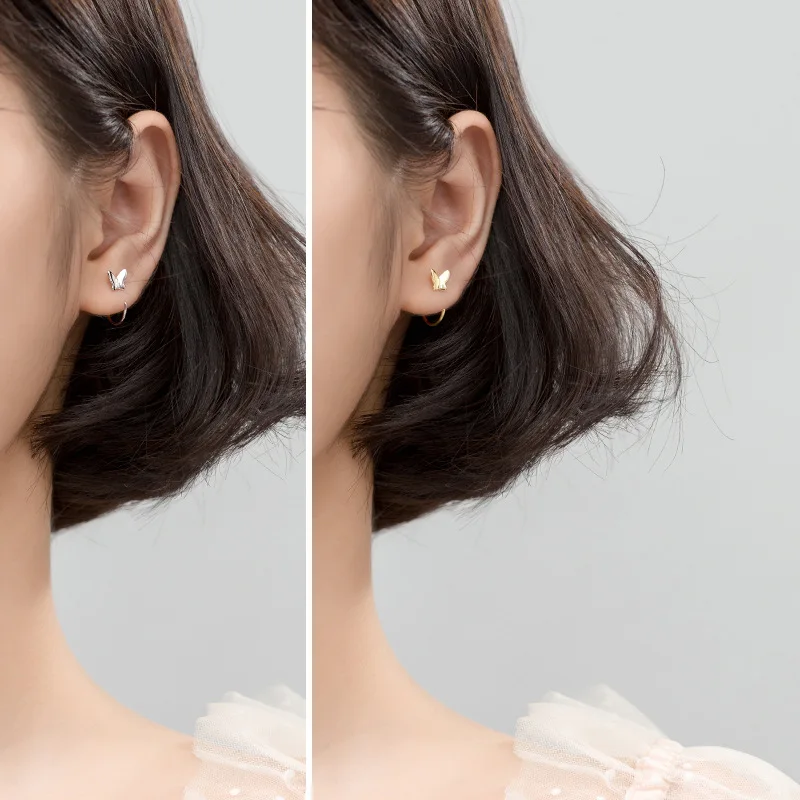 Trustdavis Женская мода 100% твердые настоящие серебряные модные золотые серьги