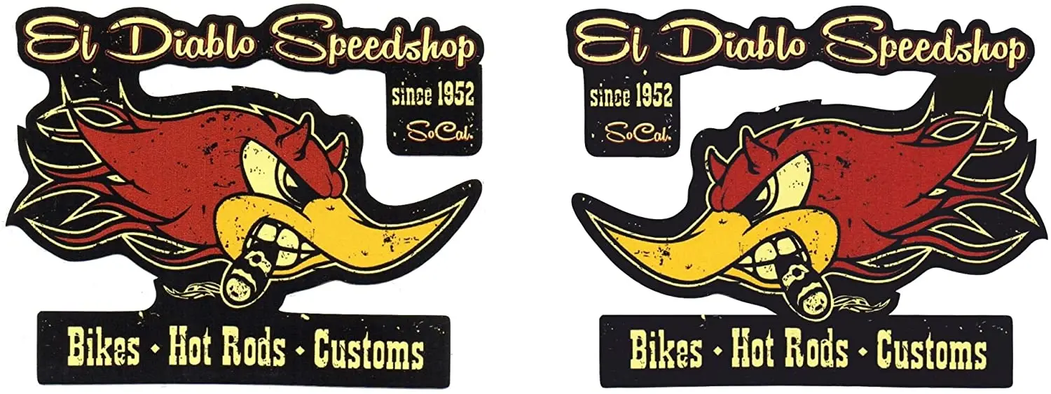 

Автомобильные наклейки, виниловая наклейка на мотоцикл, декоративная наклейка на окно автомобиля, кузов, 1 комплект, El Diablo Speed Shop, наклейка Hot Rod Rockabilly/V8/American