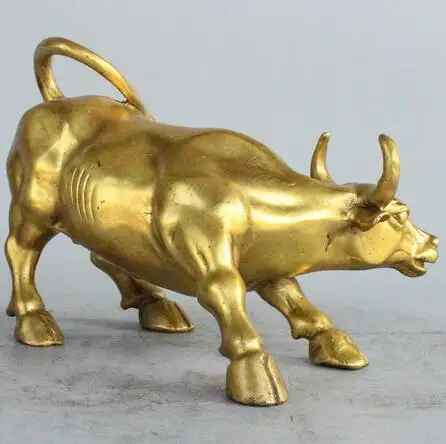 Большая 8-дюймовая Бронзовая статуя быка OX с свирепого из латуни | Дом и сад