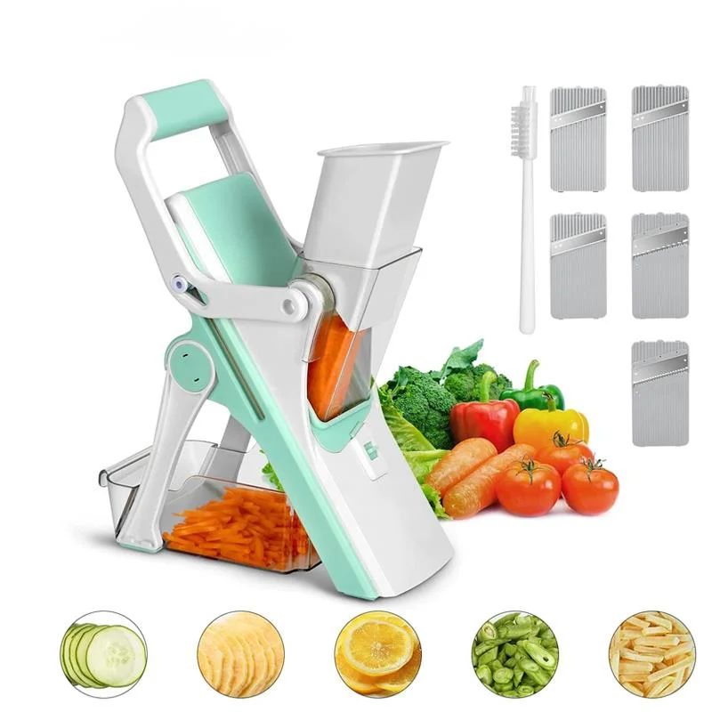 

5-in-1 safe multifunctional slicer mandolin manual vegetable cutter chopper radish French fries cutting tool kitchen accessories