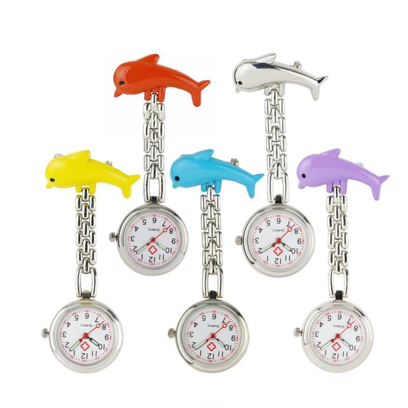 Часы медсестры в форме дельфина часы для рыбы подвесные серебристые из