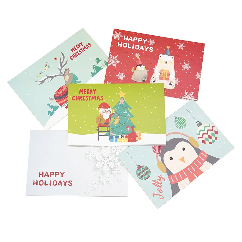 2 шт счастливый праздник Счастливого Рождества печать поздравительная открытка