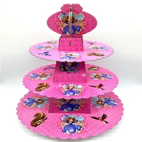 cartoon sofia princess 3 tier cake stand baby shower supplies kids birthday cupcake hold kids birthday party table cake holder