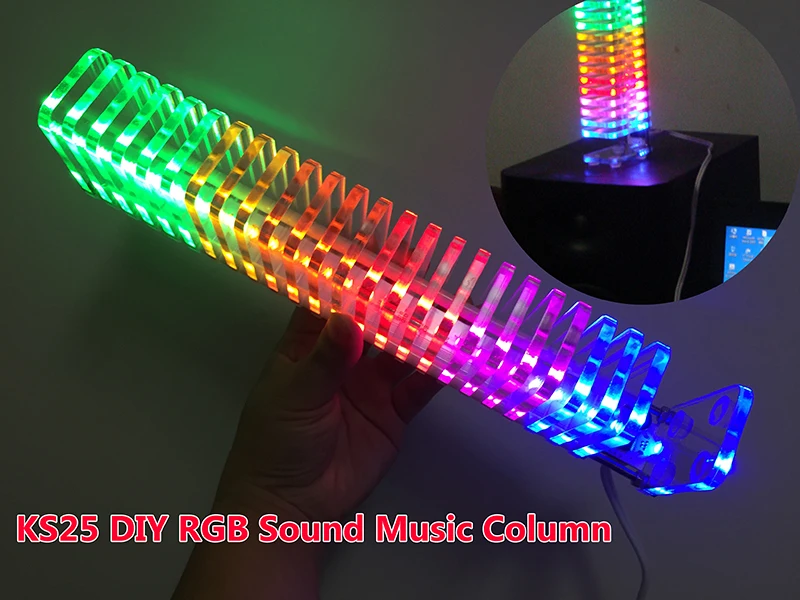 

KS25 DIY LED Music Spectrum Dream Crystal Voice Column Light Cube LED Level Display Electronic Production DIY Kit VU Tower