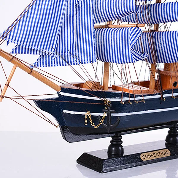 

Wooden Sailing Ship Mediterranean Style Home Decoration Handmade Carved Nautical Boat Model Gift AC889