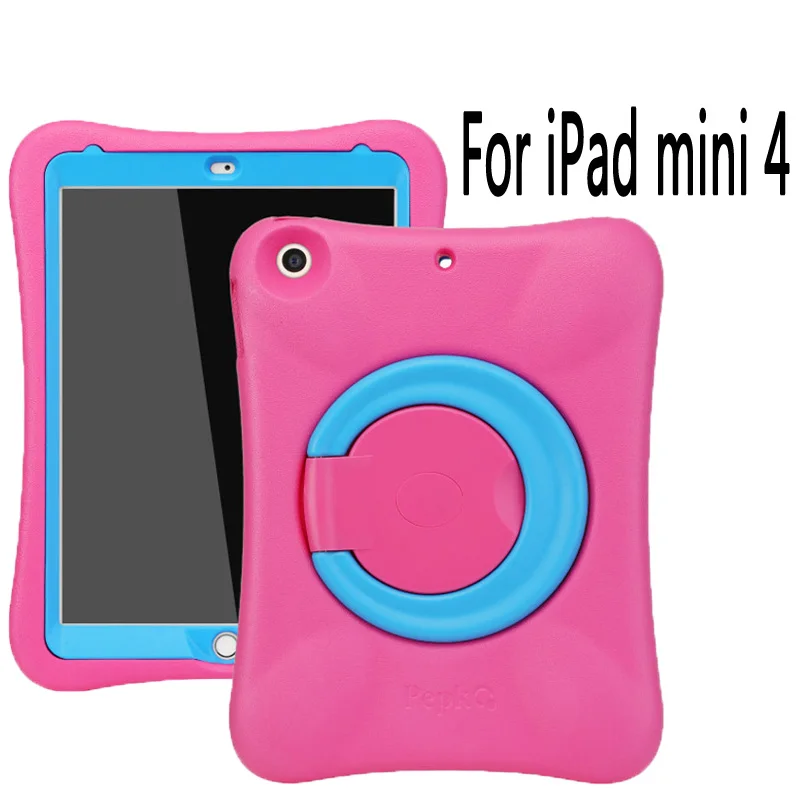 Pepkoo для iPad mini чехол mini 4 чехол EVA funda мягкая детская Противоударная подставка с поворотом на 360 градусов для iPad mini 5 Чехол couqe - Цвет: mini4RoseRed