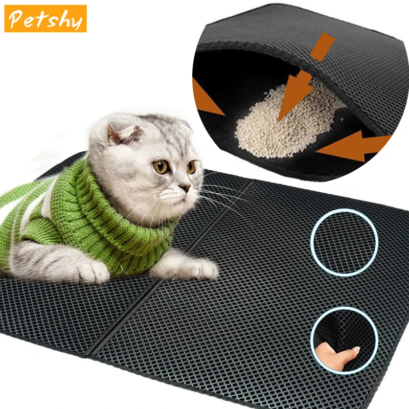 Складной коврик Petshy для кошачьего туалета нескользящий двухслойный из ЭВА