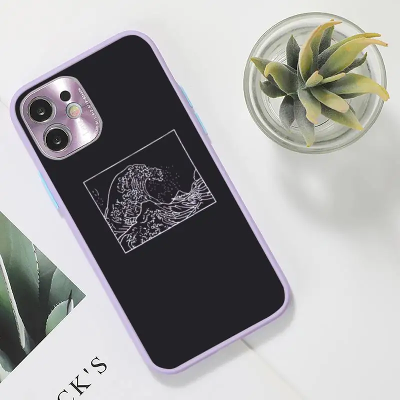 

The Great Wave off Kanagawa Phone Case purple matte transparent For iPhone 7 8 x xs xr 11 12 pro plus max mini Clear Funda