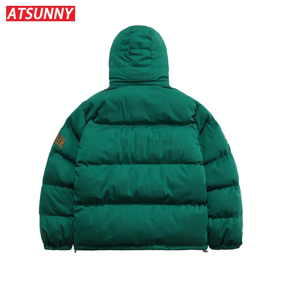 ATSUNNY American Retro Street Padded Jacket Padded Embroidered Letter Jacket Autumn and Winter Solid Color Couple Cotton Jacket