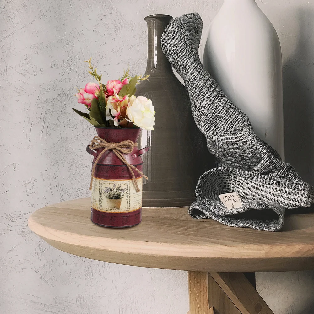 

1pc Retro Style Iron Flower Vase Flower Arrangement Vase Decor (Purple)