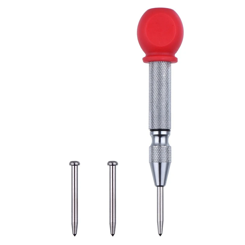 

5 Inch Automatic Center Hole Punch Marker Scriber Window Puncher Breaker Tool with Cushion Cap and Adjustable Impact, 2 Pieces R