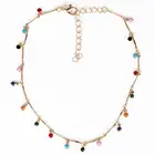 Ожерелье в богемном стиле женское, цветное небольшое колье с подсолнухом и небольшими каплями воды, ювелирное украшение ручной работы, модное ожерелье