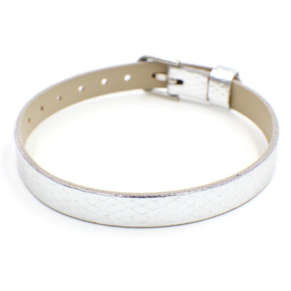 silver 10 шт 8 мм браслет с рисунком "Змеиная кожа" 8 мм* 210 мм pu кожаный браслет DIY Аксессуары подходят 8 мм скользящие подвески - Окраска металла: silver