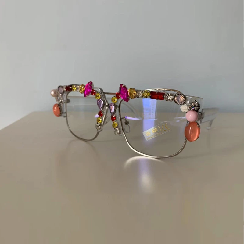 

Square Pearl Diamond Sunglasses For Women Brand Designer Transparent Sun Glasses Eyewear Shades Oculos Lunette De Soleil Gafas