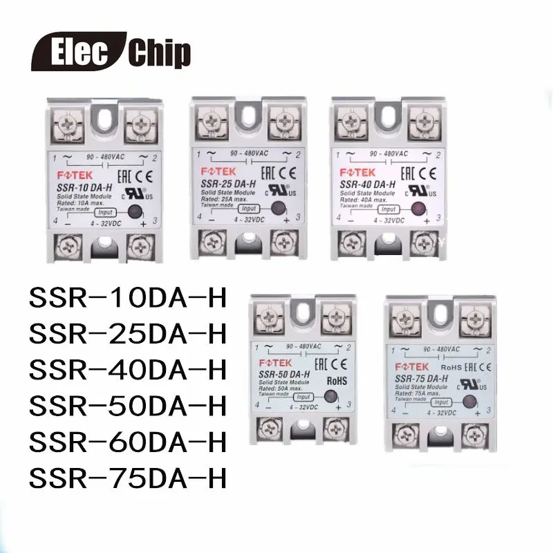 SSR-10DA-H SSR-25DA-H SSR-40DA-H SSR-50DA-H SSR-60DA-H SSR-75DA-H твердотельные реле Модуль 4-32 в пост Вход