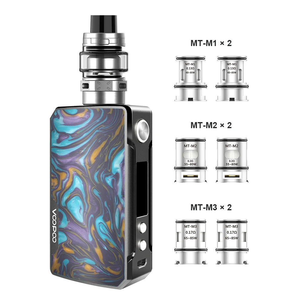Оригинальный боксмод VOOPOO DRAG 2 Platinum 4 мл испаритель MAAT Tank 177 Вт Drag Mod Box вейп без