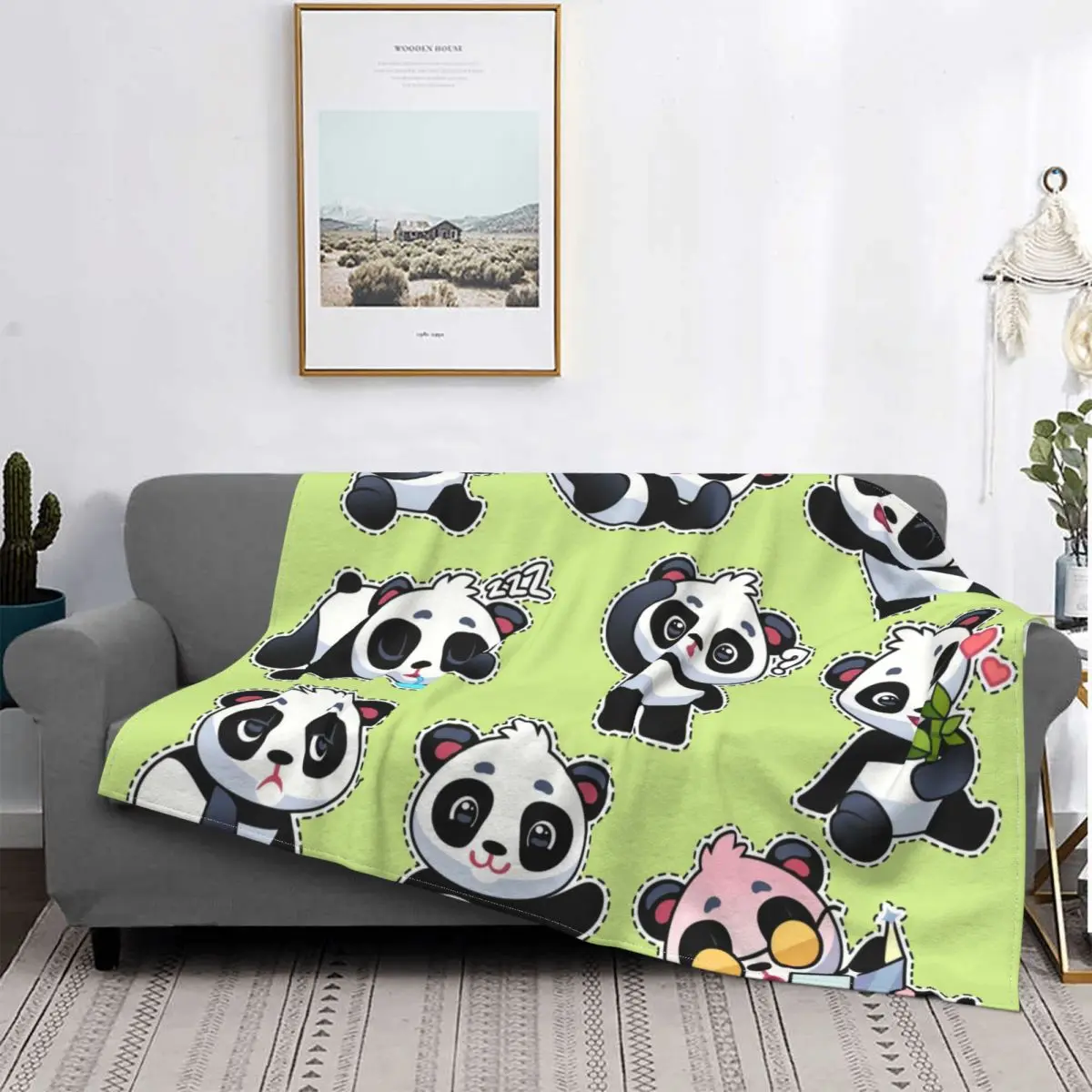 

Lovely Panda Blanket Cute Animal Modern Stitch Soft Portable Coral Fleece Throw Blankets For Adult Bed Office