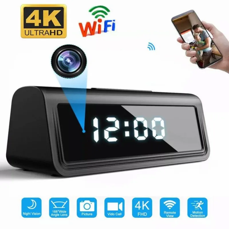 

Wifi Camera Secret Clock Micro Camera Security Cam Night Vision Motion Detect Camcorder Action Camera 4k HD Micro Cam Espia AP