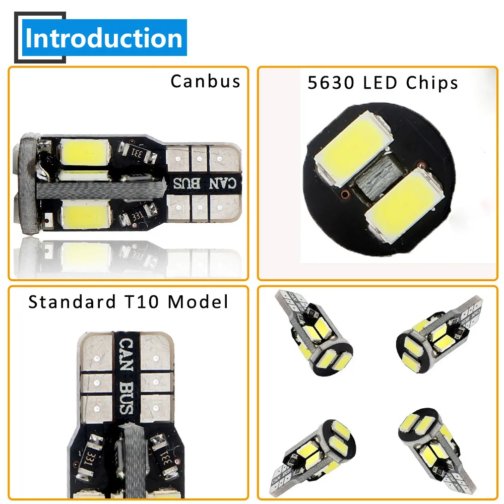 10X Canbus W5W T10 10 led 5630 5730 SMD без ошибок автомобильный габаритный задний фонарь