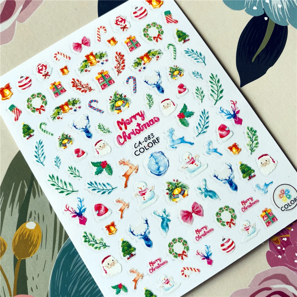 Рождественский Санта-Клаус Подарок 3D Наклейка для ногтей на клейкой основе CA-082-083-333, декоративный инструмент для орнамента.