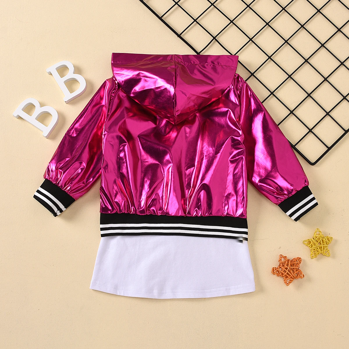 2 шт. прямое платье с мультяшным принтом и длинная куртка на молнии для маленьких