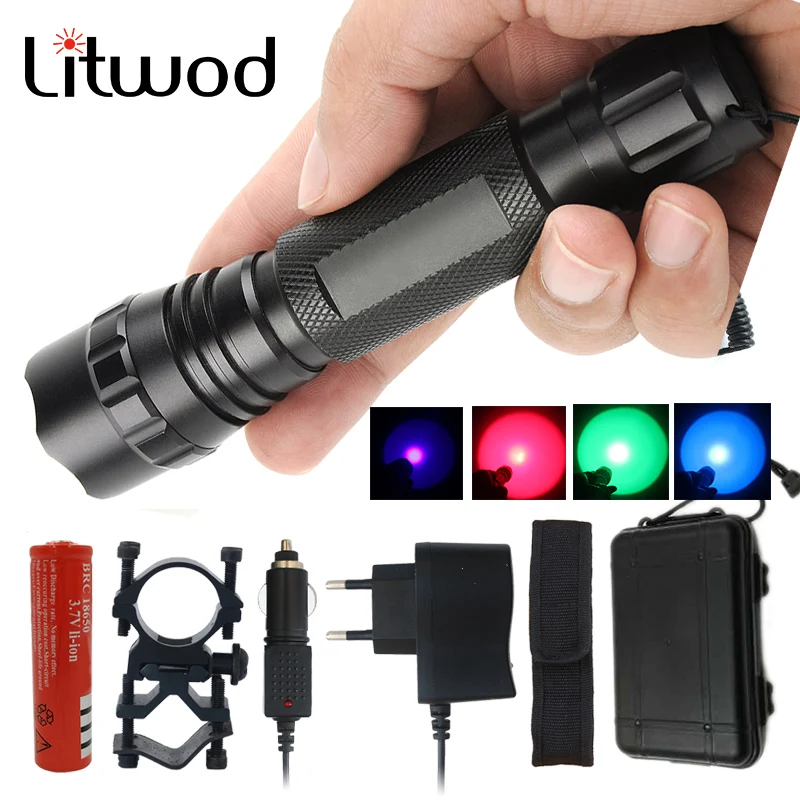 Litwod Z40 5 светодиодный фонарик с излучающими цветами зумом и алюминиевым пультом