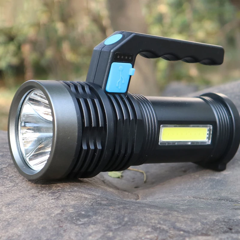 

Светодиодный ручной поисковый светильник, портативный фонарь для кемпинга, мощный светильник, перезаряжаемый, со встроенной батареей, для ...