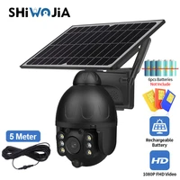 shiwojia solar ptz camera outdoor 4g sim card 2mp detachable 9w solar panel battery cam motion detection smart security monitor