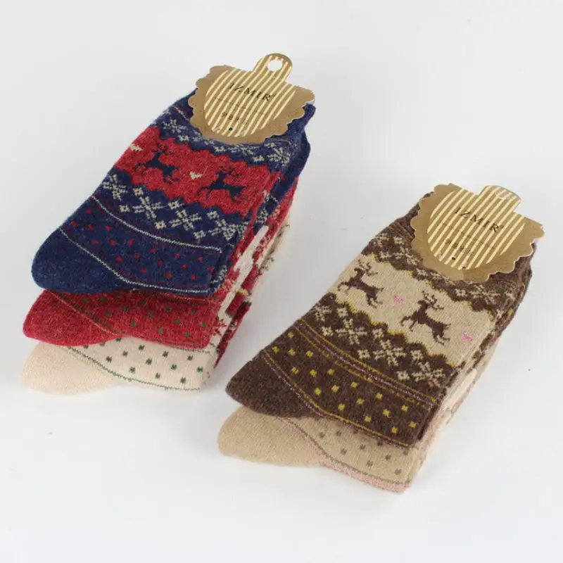 Harajuku Socks Autumn Winter New Cartoon Elk Snowflake Christmas Stocks Fashion Sweet Thick For Womens | Женская одежда