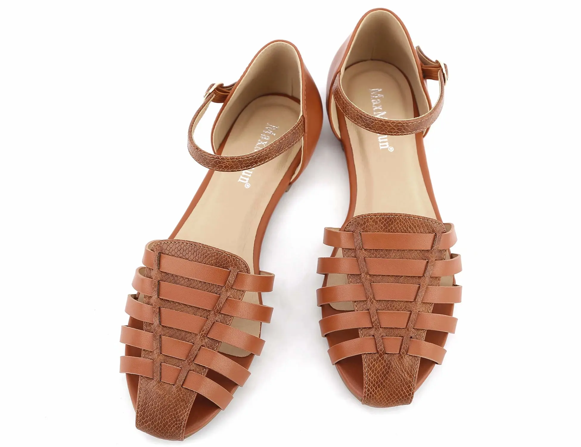 Женские босоножки на плоской подошве MaxMuxun летние римские сандалии гладиаторы с