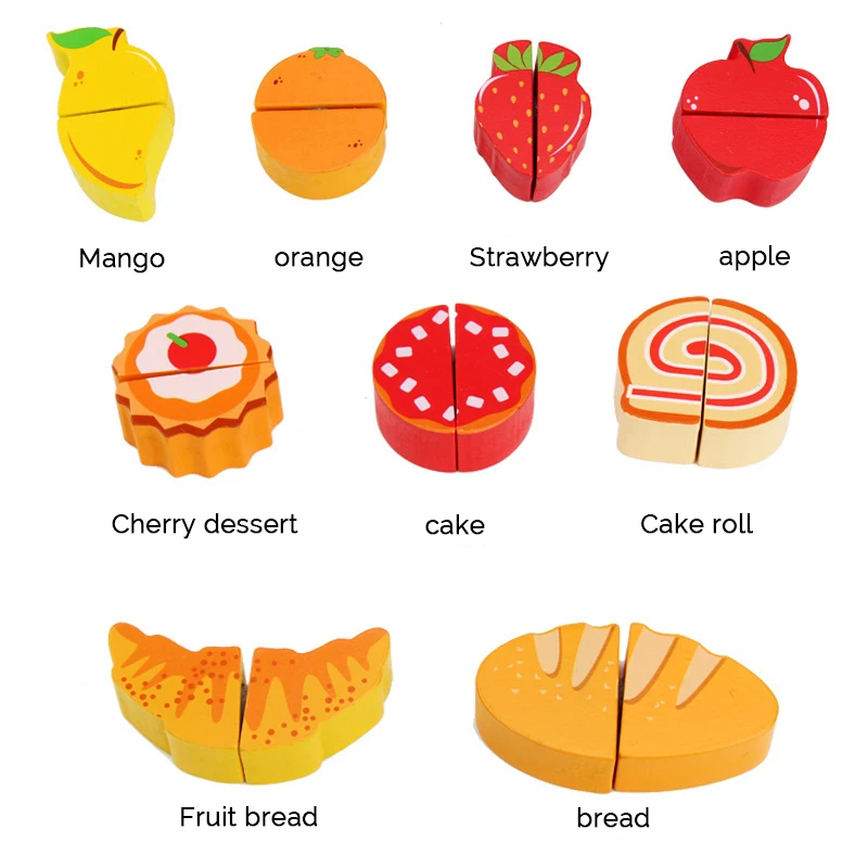 

Kids Kitchen Toy Set Toys For Girls Dessert Bread Miniature Food Educational Toys For Girls Children's Pretend Play Wooden Games