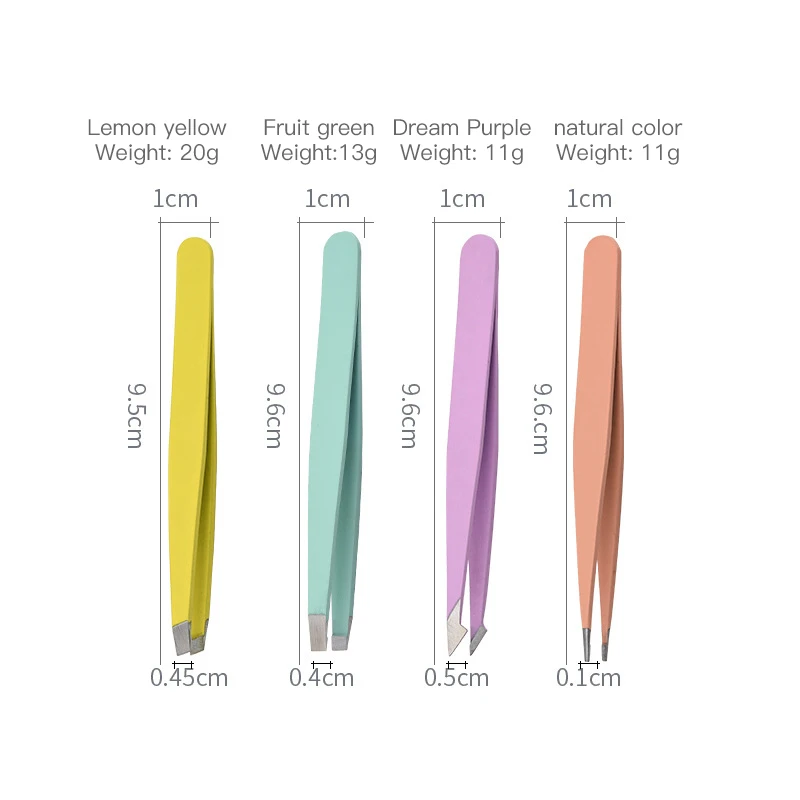 

4/2Pcs Stainless Steel Eyebrow Tweezer Beauty Clip Oblique Flat Mouth Trimming Brows Clip Colorful Eyebrow Removal Makeup Tools