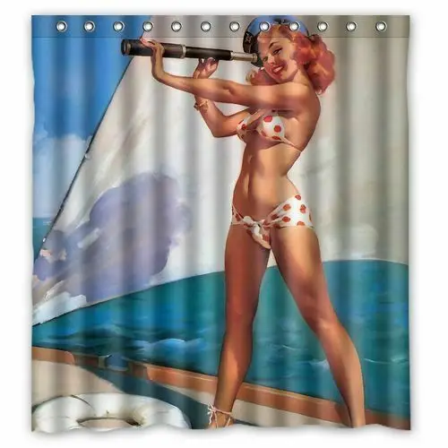

shower curtain Retro Girl pin for Home and Bathroom