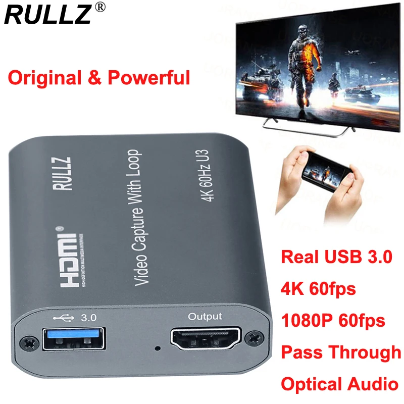 Карта захвата видео 4K 60 Гц USB 3 0 1080p HDMI оптическое аудио мини устройство для записи